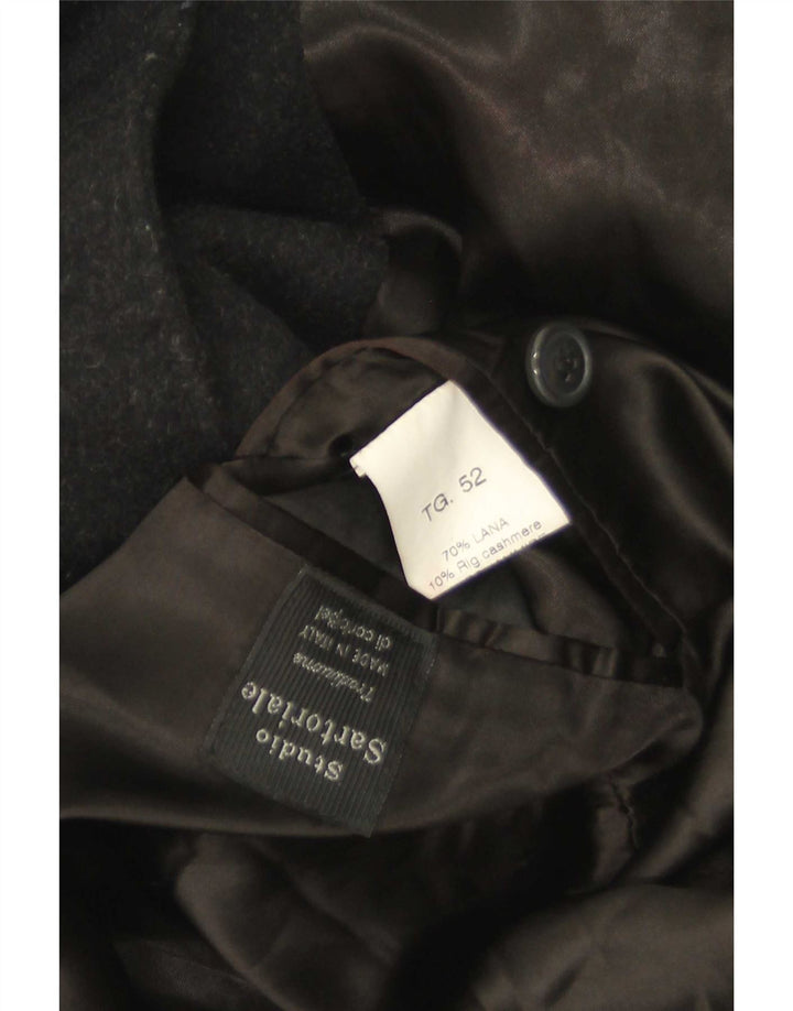 Vintage Mens Overcoat IT 52 XL Black Wool