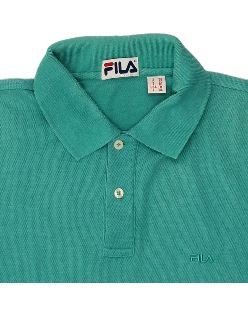 FILA Mens Polo Shirt IT 50 Medium Turquoise Cotton Vintage Fila and Second-Hand Fila from Messina Hembry 