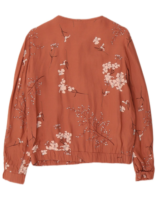 Massimo Dutti Womens Bomber Jacket UK 12 Medium Pink Floral Viscose