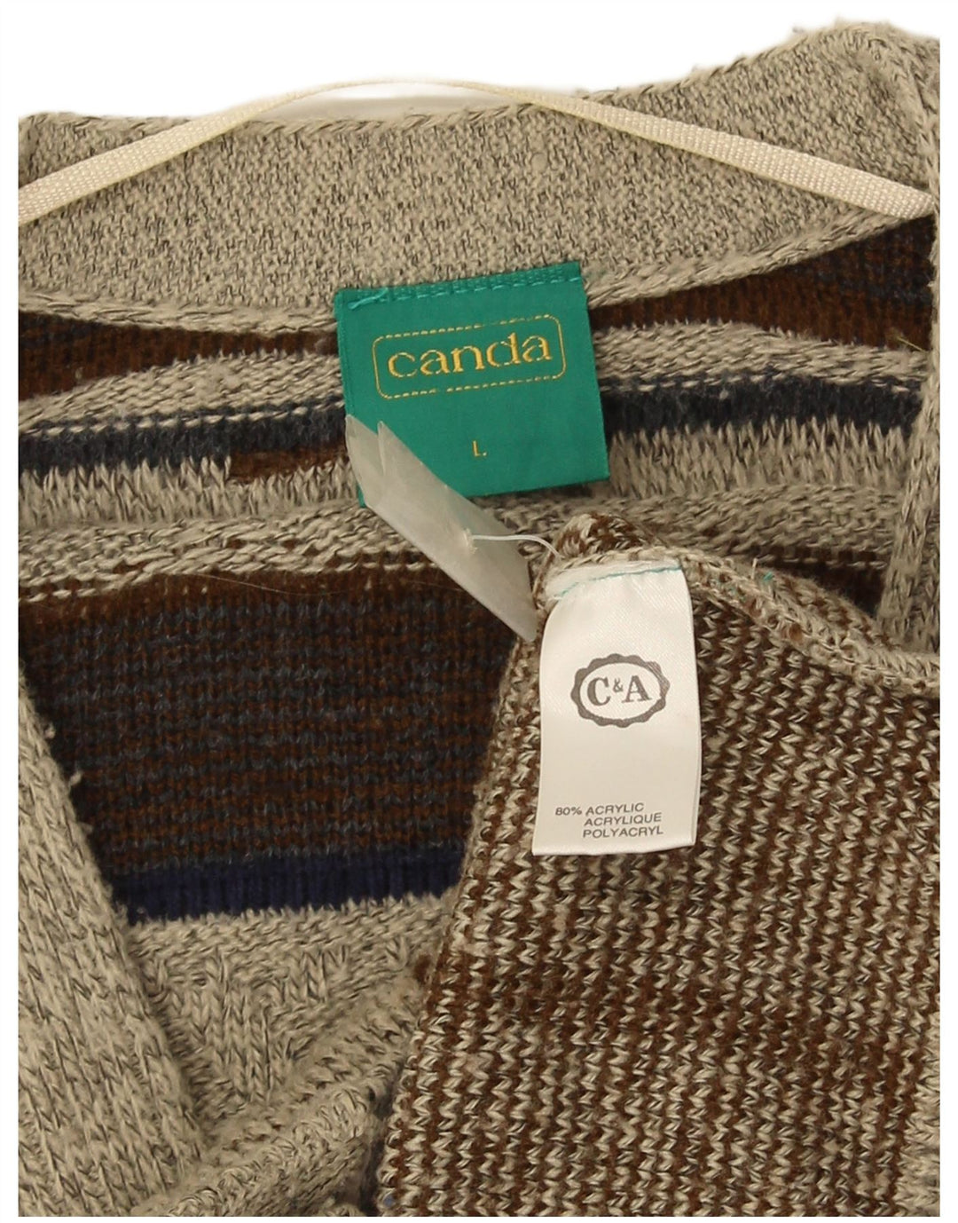 Canada Mens Cardigan Sweater Large Grey Geometric Acrylic