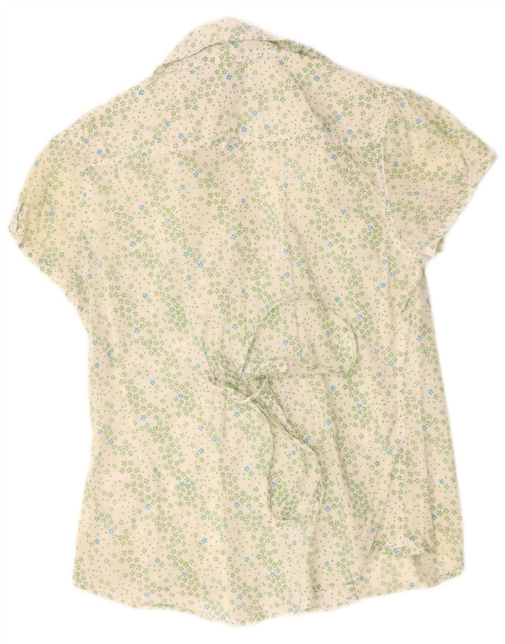 White Stuff Womens Short Sleeve Shirt Blouse UK 12 Medium Floral Cotton