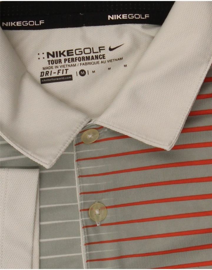 Nike Mens Dri Fit Polo Shirt Medium Grey Striped