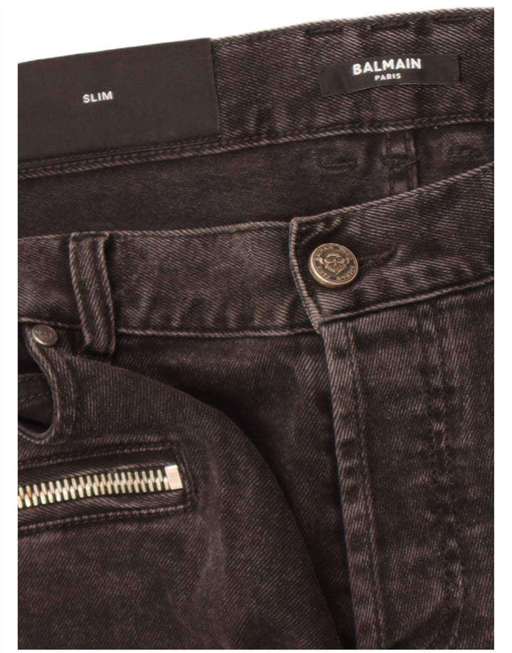 Balmain Mens Slim Jeans W34 L30 Grey Cotton