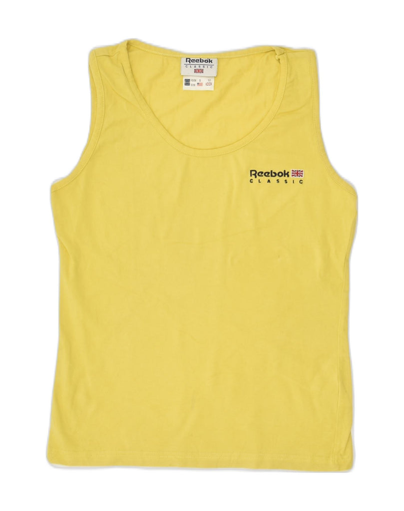 REEBOK Womens Vest Top UK 10 Small Yellow Cotton | Vintage Reebok | Thrift | Second-Hand Reebok | Used Clothing | Messina Hembry 