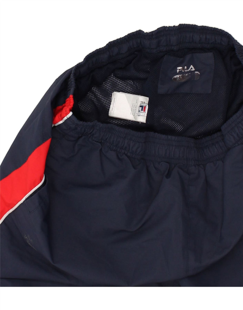 FILA Mens Graphic Tracksuit Trousers XS Navy Blue Colourblock Polyester | Vintage Fila | Thrift | Second-Hand Fila | Used Clothing | Messina Hembry 