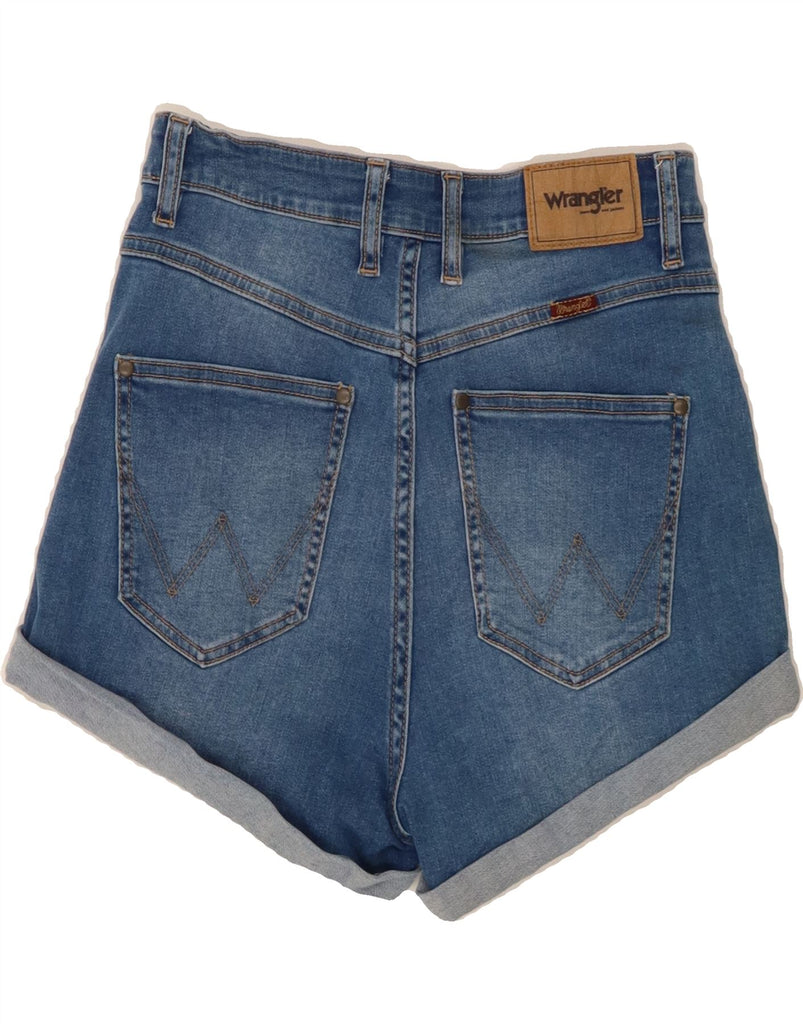 WRANGLER Womens High Waist Denim Shorts Small W26 Blue Cotton Vintage Wrangler and Second-Hand Wrangler from Messina Hembry 