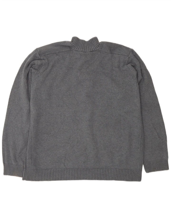 Marks & Spencer Mens Blue Harbour Button Neck Jumper Sweater 2XL Grey