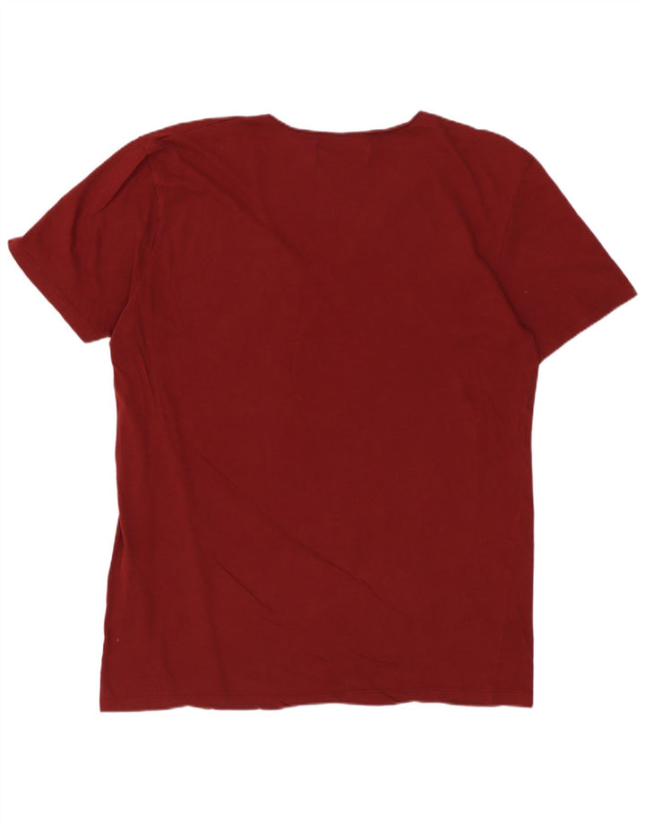 ZARA Mens T-Shirt Top XL Maroon Cotton