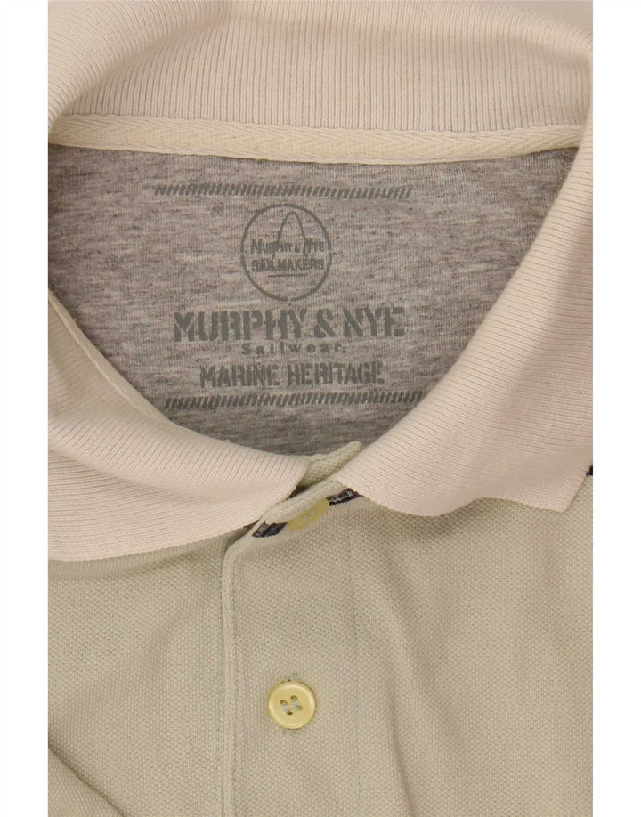 Murphy & Nye Mens Polo Shirt 2XL Beige Striped Cotton
