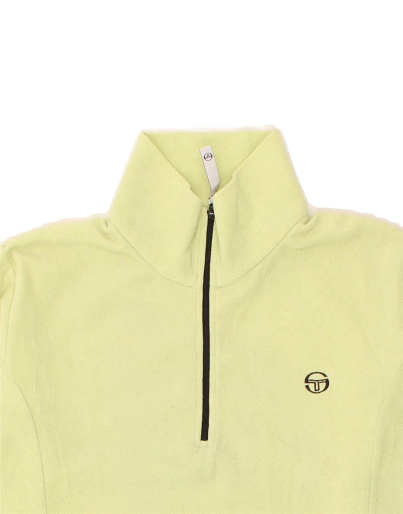 SERGIO TACCHINI Womens Zip Neck Fleece Jumper UK 18 XL Yellow Polyester | Vintage Sergio Tacchini | Thrift | Second-Hand Sergio Tacchini | Used Clothing | Messina Hembry 