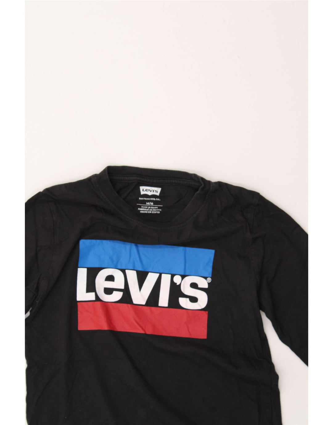LEVI'S Boys Graphic Top Long Sleeve 14-15 Years Black Cotton Vintage Levi's and Second-Hand Levi's from Messina Hembry 