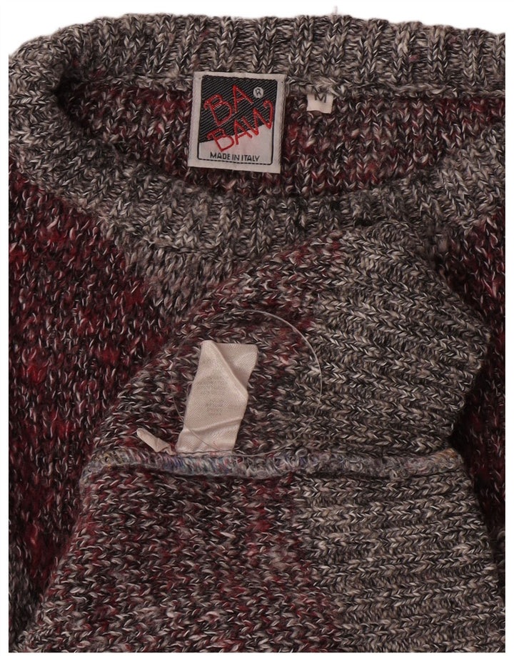 Vintage Womens Boat Neck Jumper Sweater UK 14 Medium Grey Colourblock