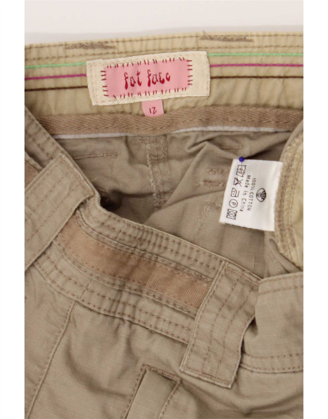 Fat Face Womens Cargo Shorts UK 12 Medium W30 Khaki Cotton
