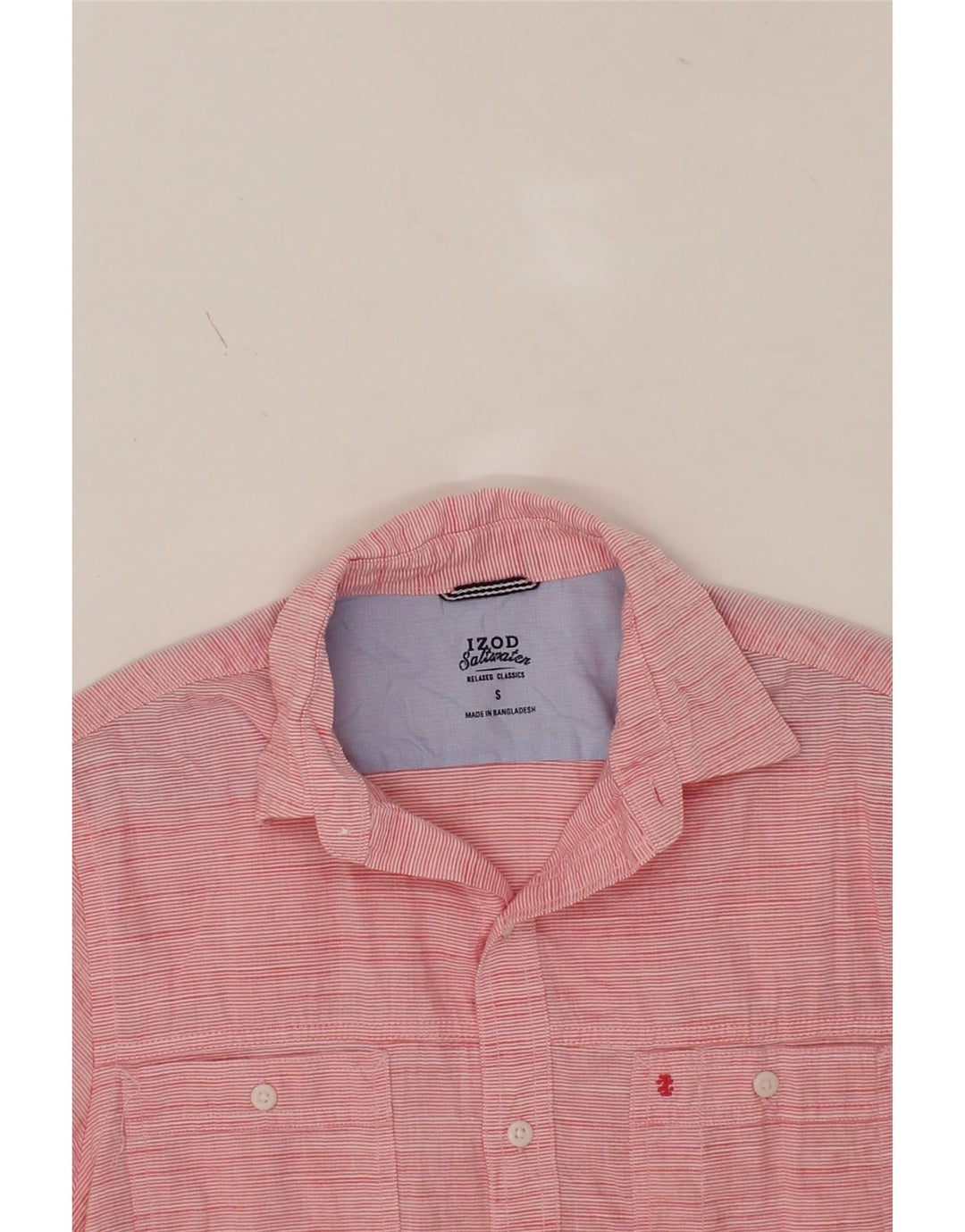 IZOD Mens Short Sleeve Shirt Small Pink Pinstripe Cotton Vintage Izod and Second-Hand Izod from Messina Hembry 