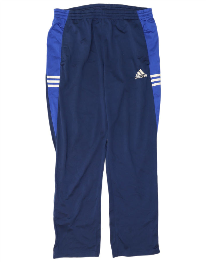 Adidas Mens Tracksuit Trousers Large Navy Blue Colourblock Polyester