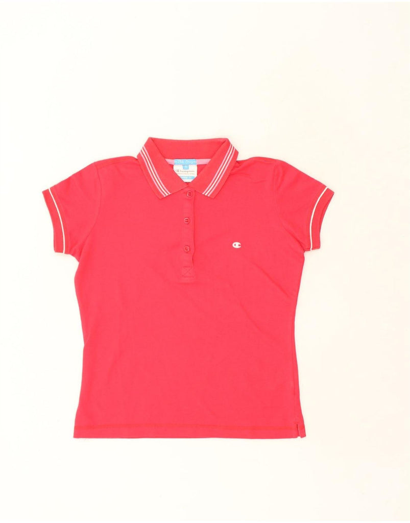 CHAMPION Womens Heritage Fit Polo Shirt UK 8 Small Pink Cotton | Vintage Champion | Thrift | Second-Hand Champion | Used Clothing | Messina Hembry 