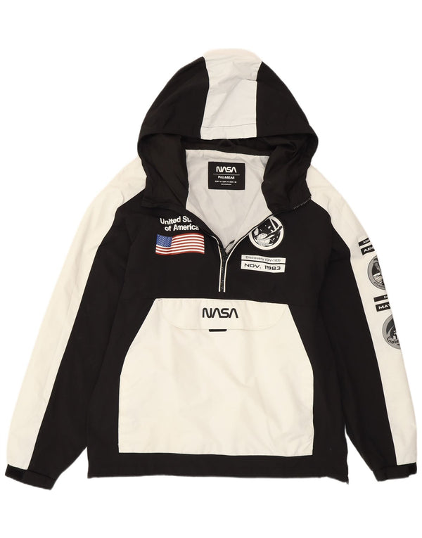 Pull & Bear Mens Nasa Graphic Anorak Jacket UK 38 Medium White Colourblock