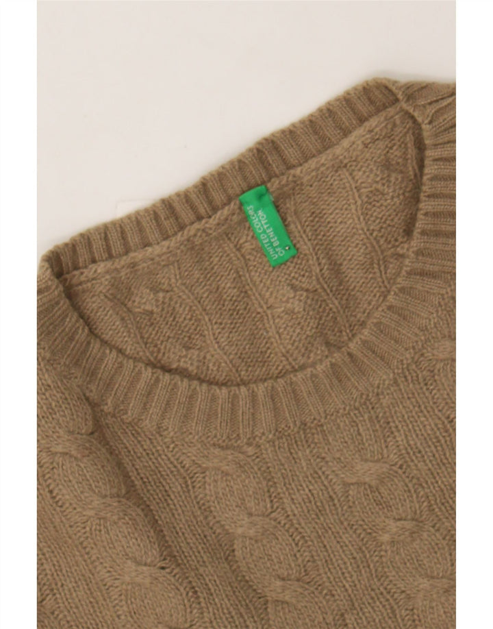 BENETTON Womens Crew Neck Jumper Sweater UK 14 Medium Brown Vintage Benetton and Second-Hand Benetton from Messina Hembry 