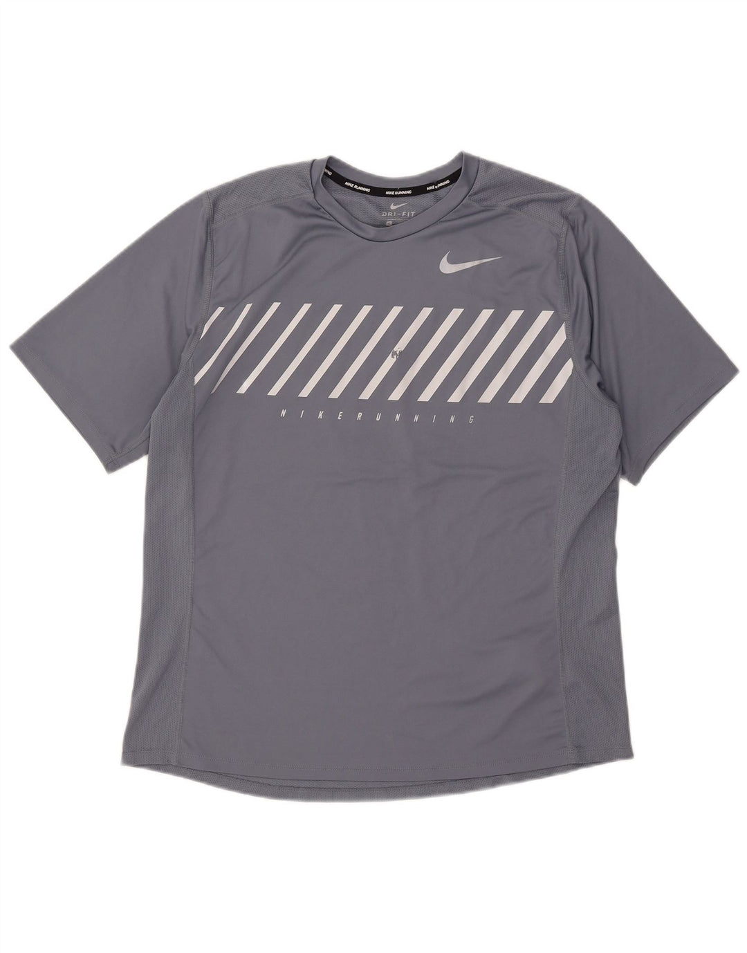 Nike Mens Dri Fit Graphic T-Shirt Top XL Grey Striped Polyester