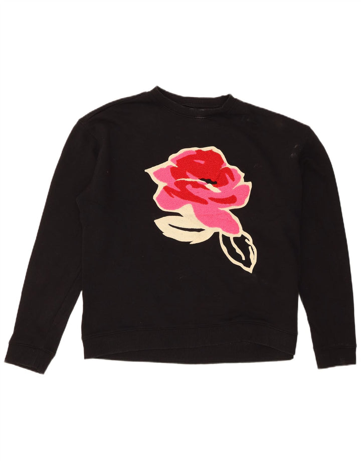 Ted Baker Womens Graphic Crew Neck Jumper Sweater Size 2 Small Black