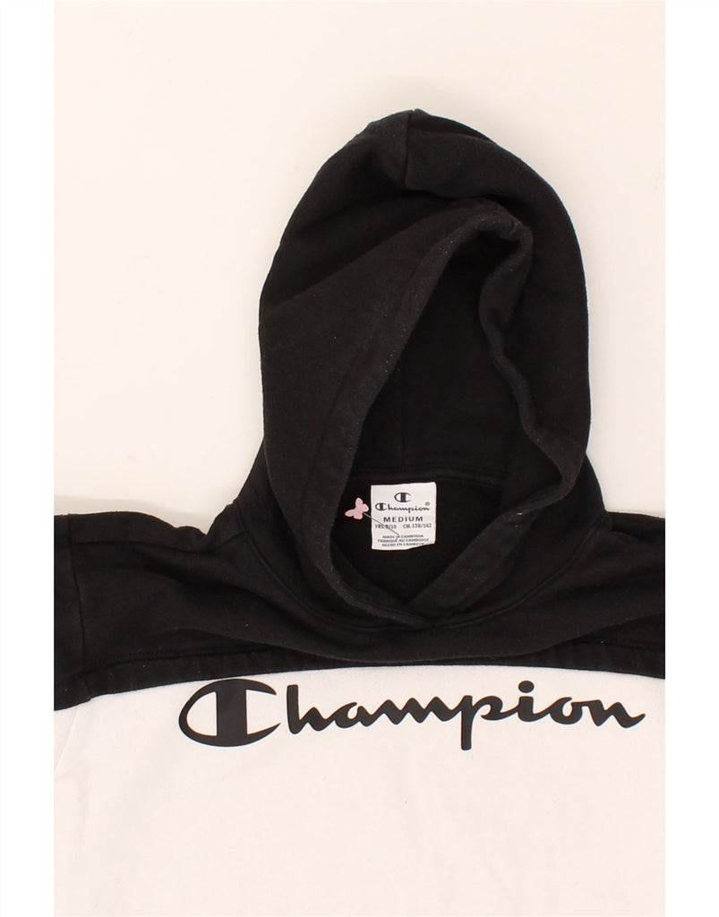 CHAMPION Boys Graphic Hoodie Jumper 9-10 Years Medium White Colourblock | Vintage Champion | Thrift | Second-Hand Champion | Used Clothing | Messina Hembry 