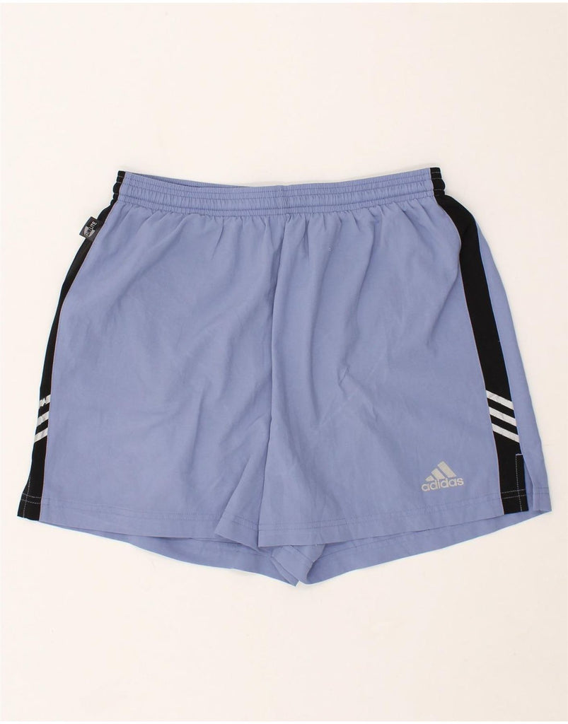 ADIDAS Womens Climalite Sport Shorts UK 14 Medium Blue Polyester | Vintage Adidas | Thrift | Second-Hand Adidas | Used Clothing | Messina Hembry 