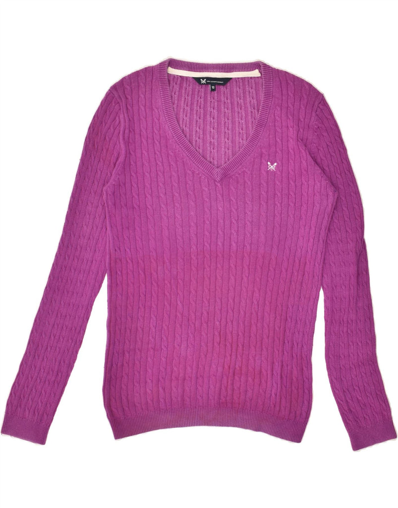 CREW CLOTHING Womens V-Neck Jumper Sweater UK 12 Medium Pink Cotton | Vintage Crew Clothing | Thrift | Second-Hand Crew Clothing | Used Clothing | Messina Hembry 