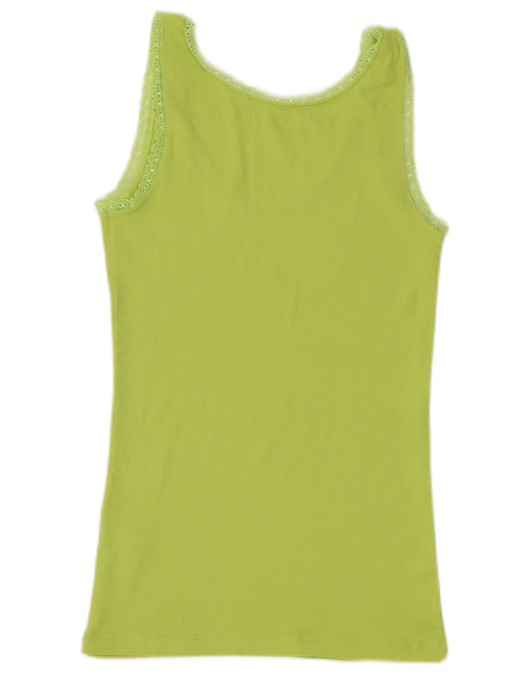 BENETTON Womens Vest Top UK 14 Large Green Cotton