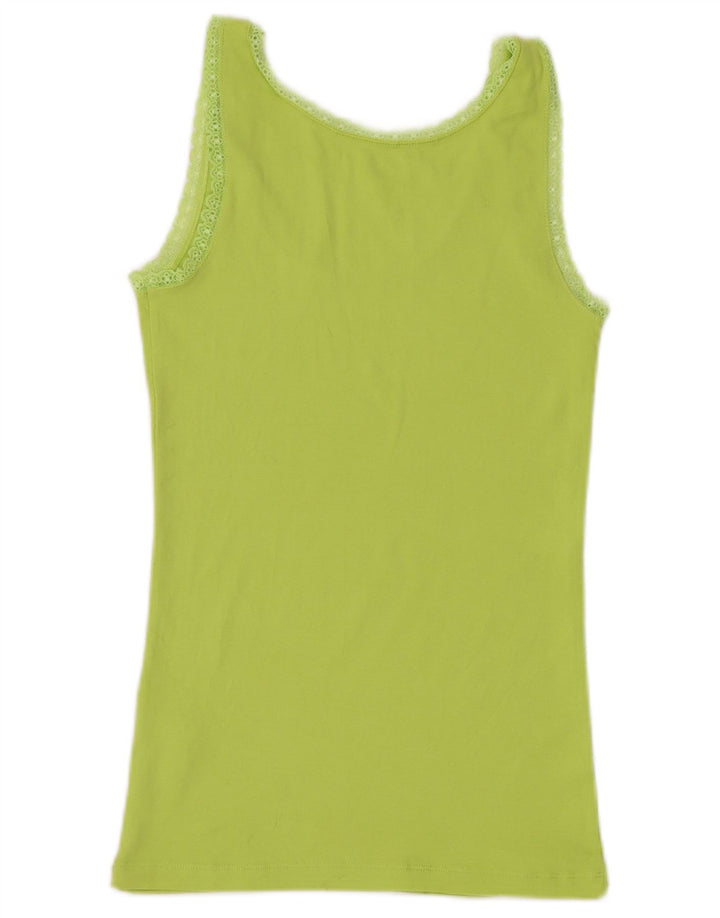 BENETTON Womens Vest Top UK 14 Large Green Cotton