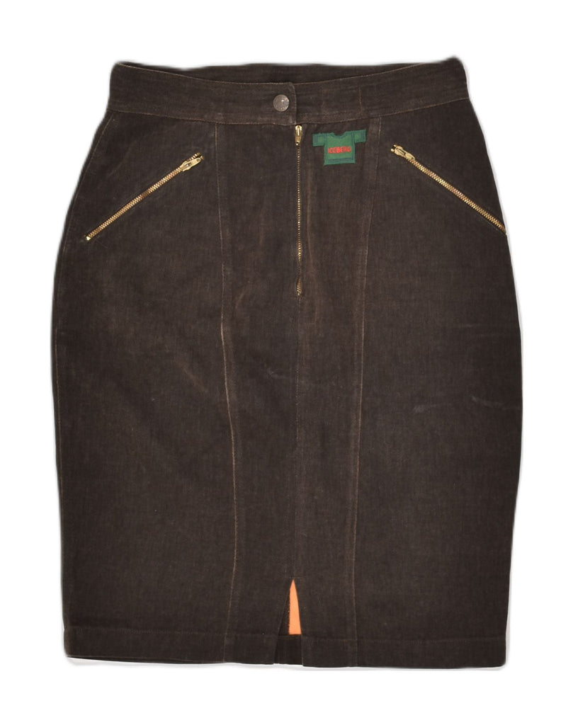 ICEBERG Womens High Waist Denim Pencil Skirt IT 42 Medium W28  Brown | Vintage Iceberg | Thrift | Second-Hand Iceberg | Used Clothing | Messina Hembry 