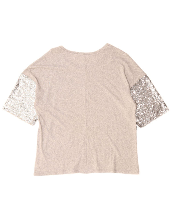 Benetton Womens T-Shirt Top UK 14 Large Grey Flecked Modal