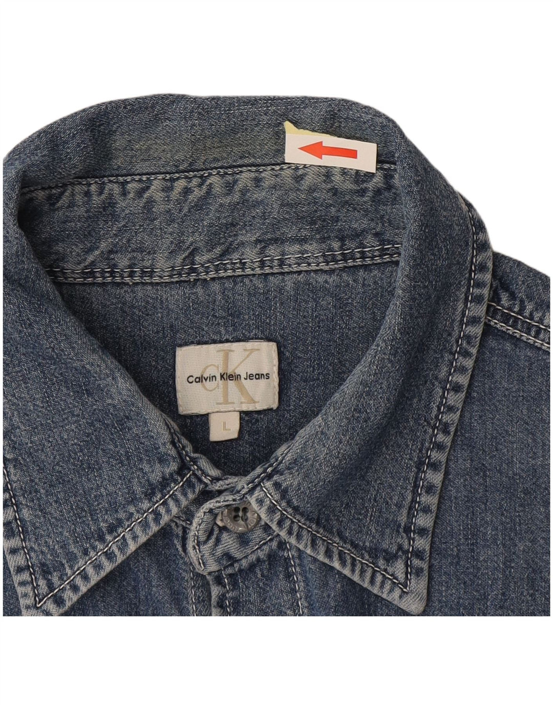 Calvin Klein Mens Denim Shirt Large Blue Cotton