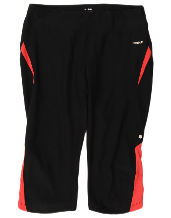 Reebok Womens Capri Tracksuit Trousers UK 14 Large Black Colourblock