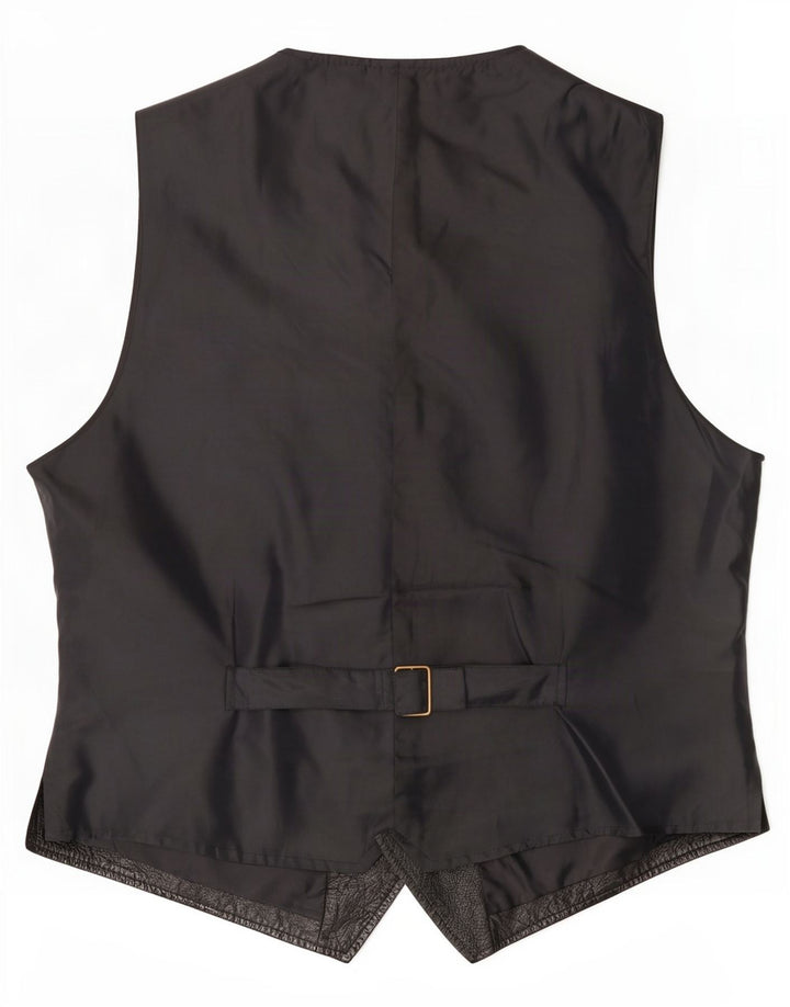 Vintage Mens Leather Waistcoat IT 54 XL Black