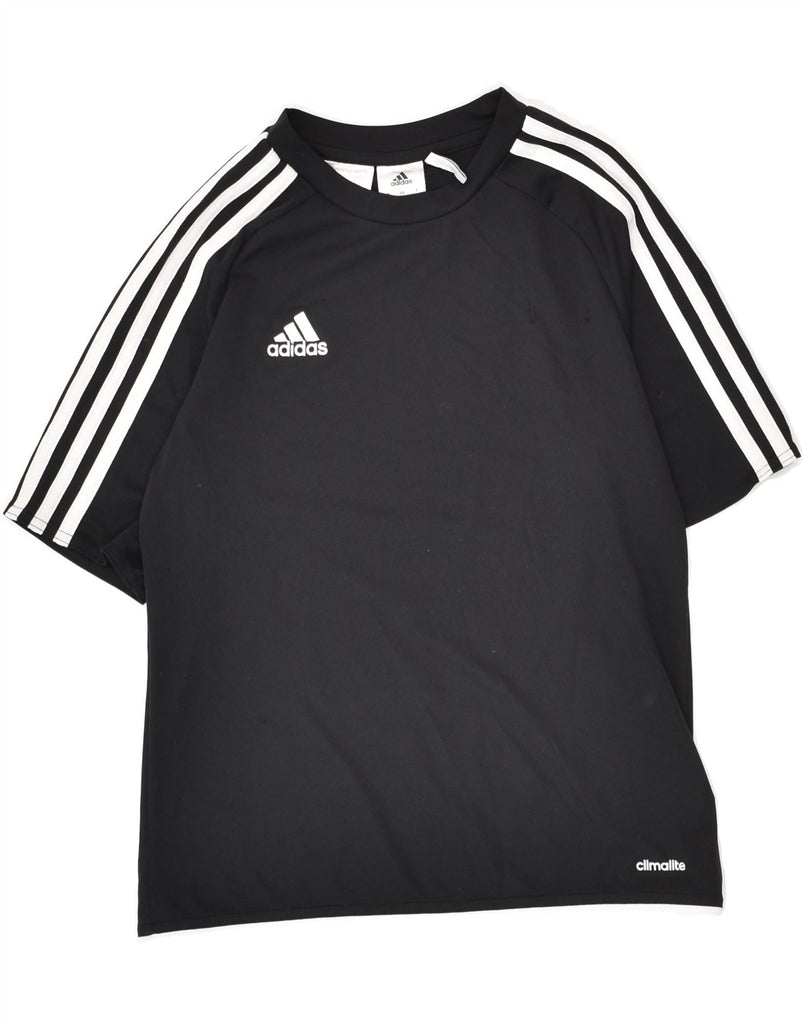 ADIDAS Boys T-Shirt Top 11-12 Years Black Polyester | Vintage Adidas | Thrift | Second-Hand Adidas | Used Clothing | Messina Hembry 