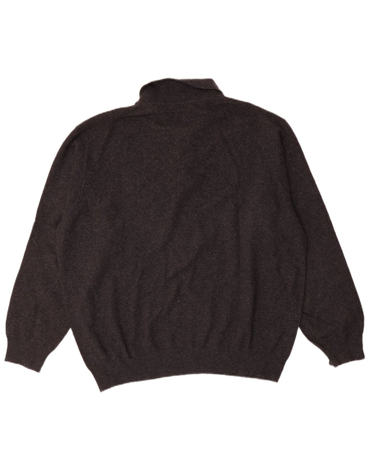 Benetton Mens Polo Neck Jumper Sweater XL Grey New Wool
