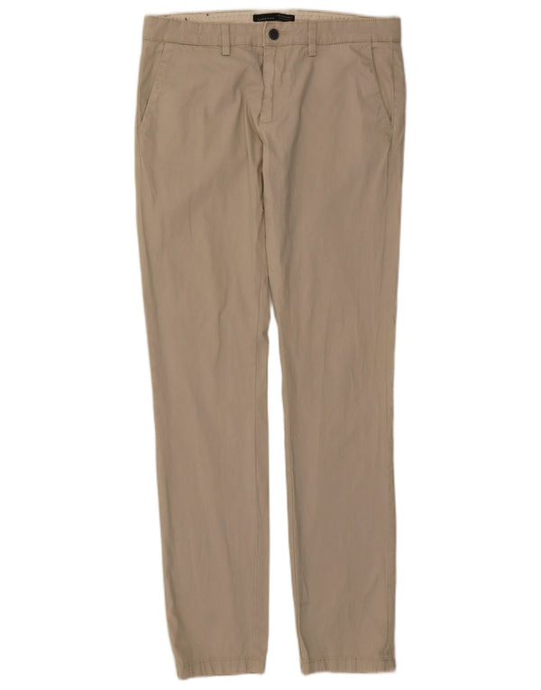 Zara Mens Slim Chino Trousers EU 40 Medium W31 L33 Beige Cotton