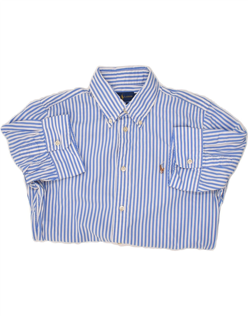 POLO RALPH LAUREN Mens Short Sleeve Slim Fit Shirt Small Blue Striped | Vintage Polo Ralph Lauren | Thrift | Second-Hand Polo Ralph Lauren | Used Clothing | Messina Hembry 