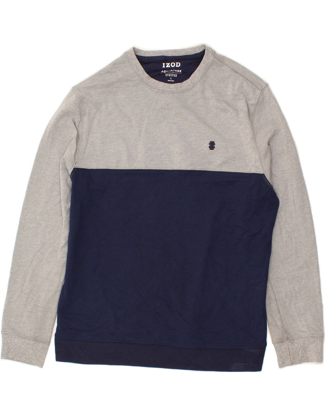 IZOD Mens Sweatshirt Jumper Large Grey Colourblock Vintage Izod and Second-Hand Izod from Messina Hembry 