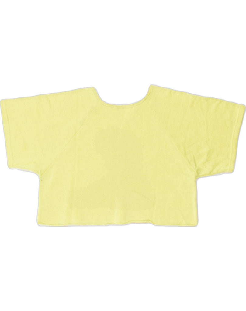 VINTAGE Womens Oversized Crop Top UK 14 Medium Yellow Cotton | Vintage Vintage | Thrift | Second-Hand Vintage | Used Clothing | Messina Hembry 