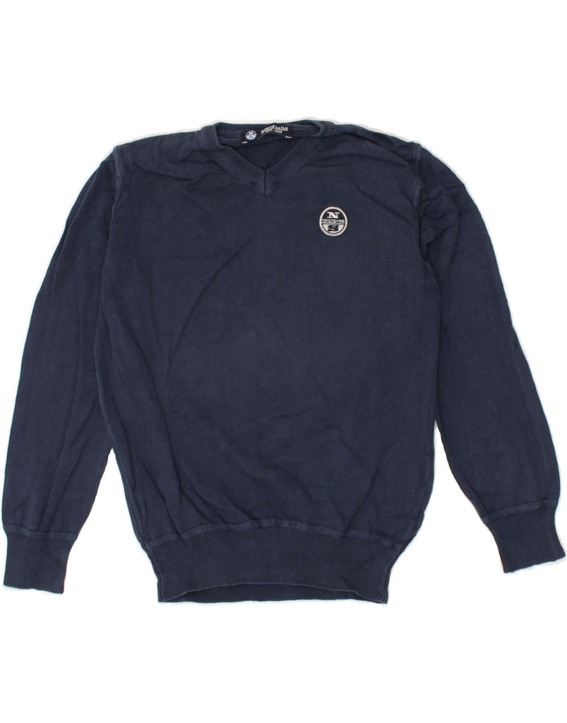 NORTH SAILS Boys V-Neck Jumper Sweater 7-8 Years Navy Blue Cotton | Vintage North Sails | Thrift | Second-Hand North Sails | Used Clothing | Messina Hembry 