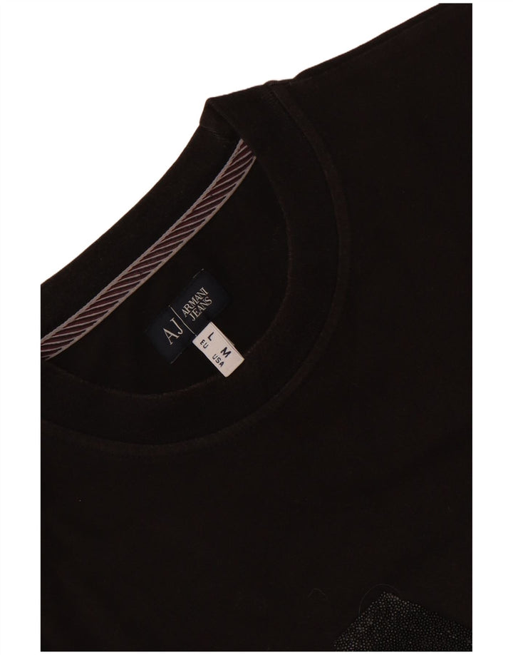 Armani Jeans Mens Graphic T-Shirt Top Medium Black