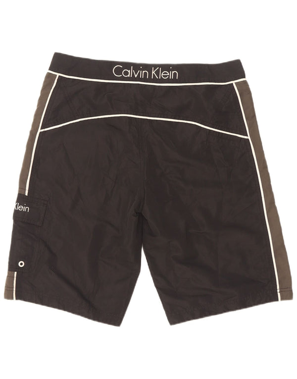 Calvin Klein Mens Graphic Swimming Shorts Small Black Colourblock