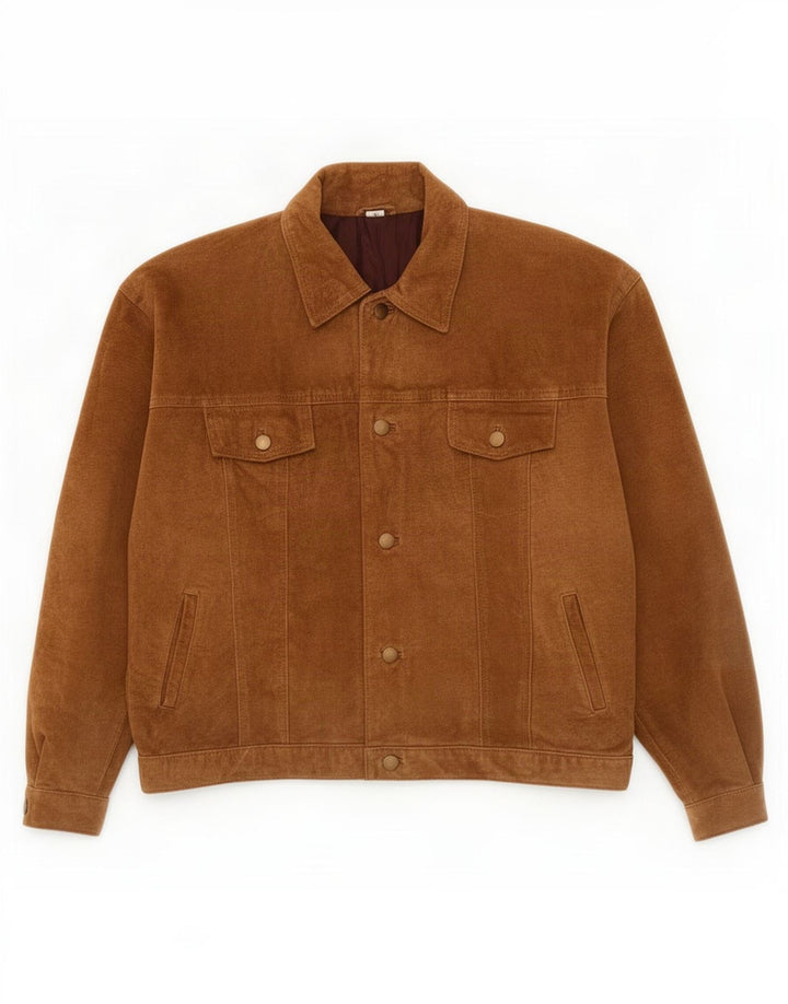 Vintage Womens Suede Jacket UK 16 Large Brown