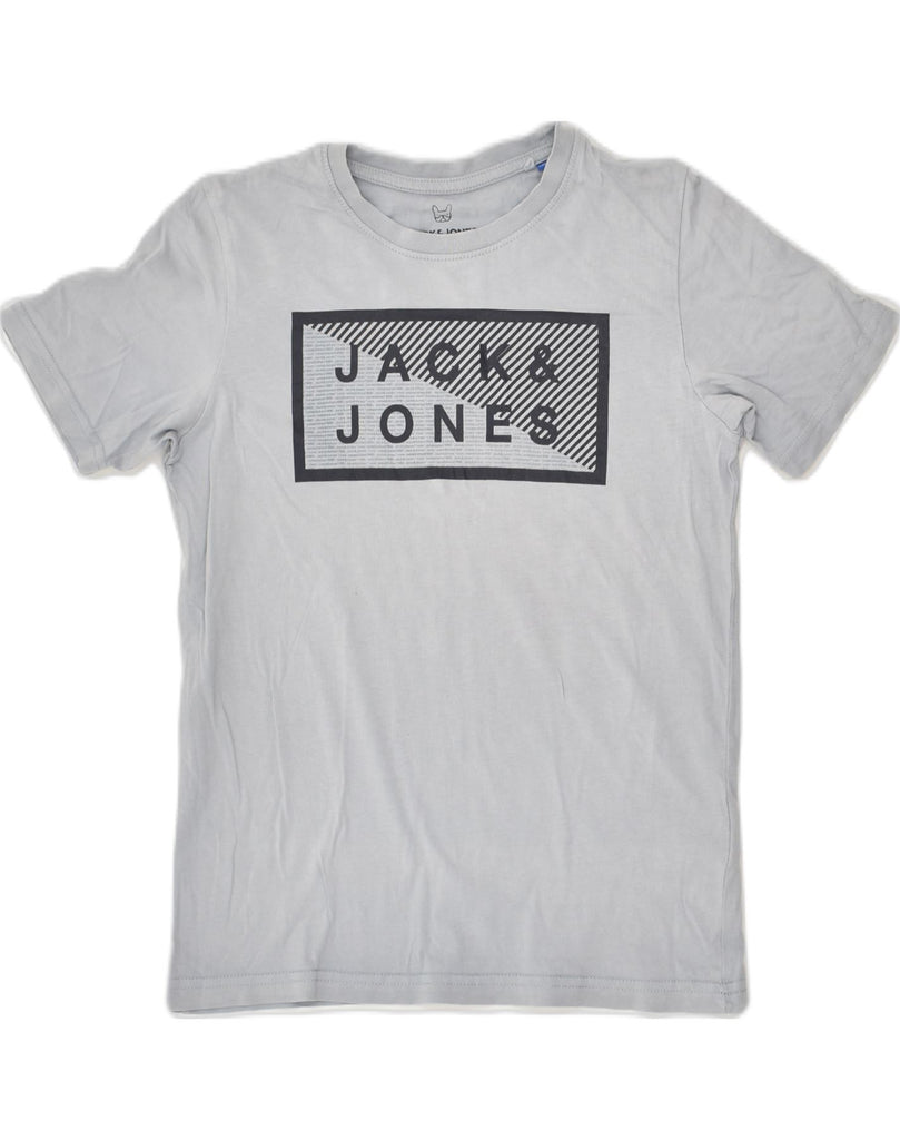 JACK & JONES Boys Graphic Top 3/4 Sleeve 11-12 Years Grey Cotton | Vintage Jack & Jones | Thrift | Second-Hand Jack & Jones | Used Clothing | Messina Hembry 