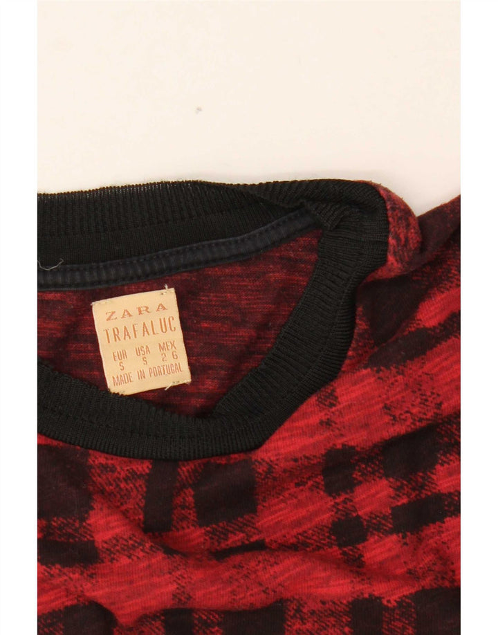 Zara Womens Trafaluc Top Long Sleeve UK 10 Small Red Plaid