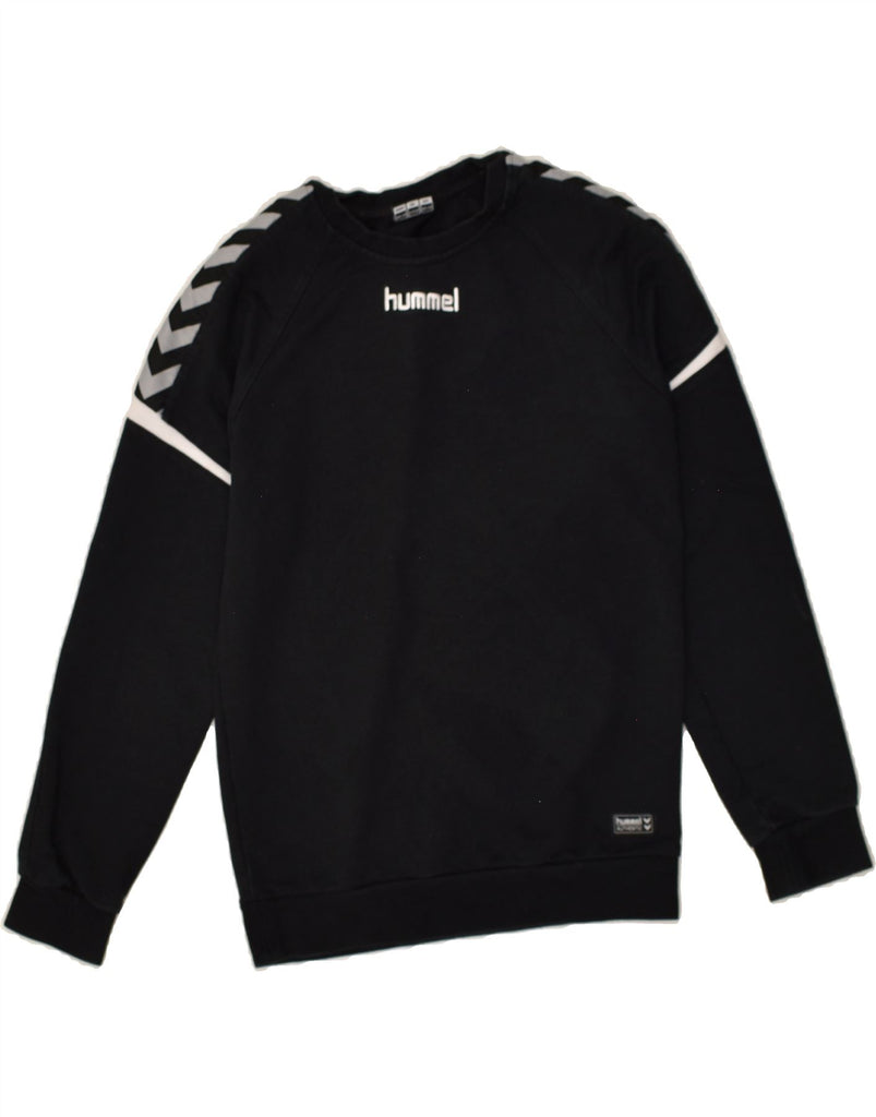 HUMMEL Boys Graphic Sweatshirt Jumper 14-15 Years Black Cotton | Vintage Hummel | Thrift | Second-Hand Hummel | Used Clothing | Messina Hembry 