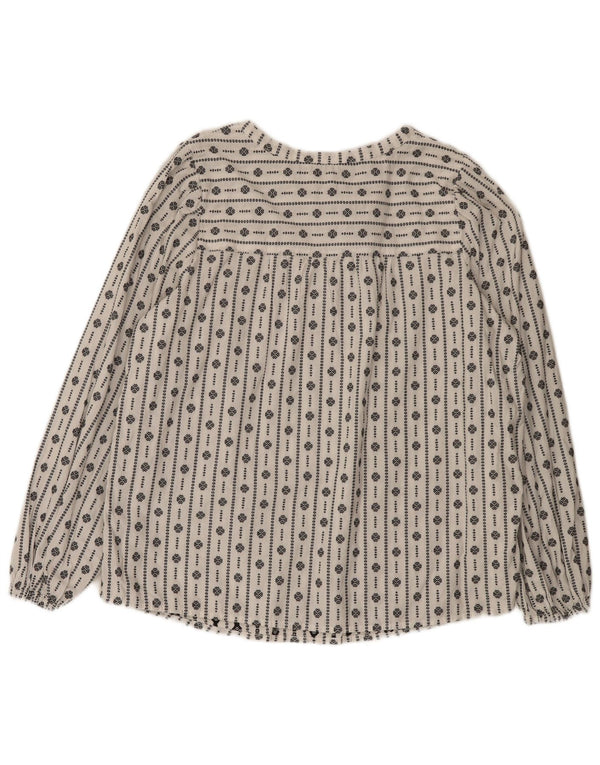 Marks & Spencer Womens Blouse Top UK 16 Large White Geometric Cotton