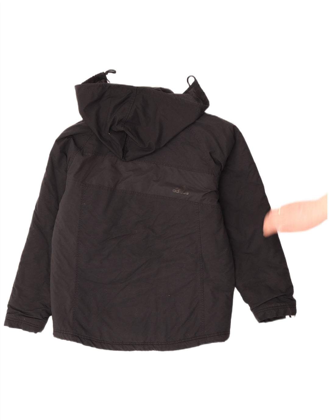 Adidas Mens Hooded Windbreaker Jacket UK 36 Small Black Polyamide