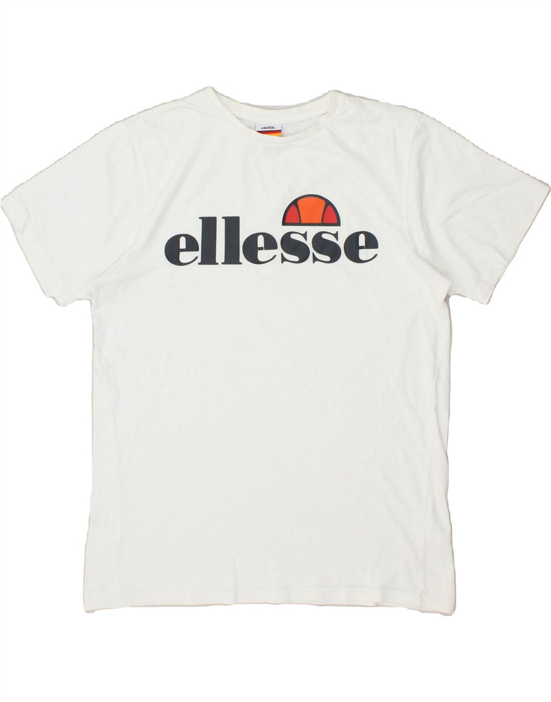 ELLESSE Womens Graphic T-Shirt Top UK 10 Small White Cotton | Vintage Ellesse | Thrift | Second-Hand Ellesse | Used Clothing | Messina Hembry 